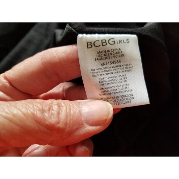 BCBG GIRLS Dress Short Sleeves Metallic Tweed Bodice Black Layered Net Skirt 16 - Picture 9 of 10